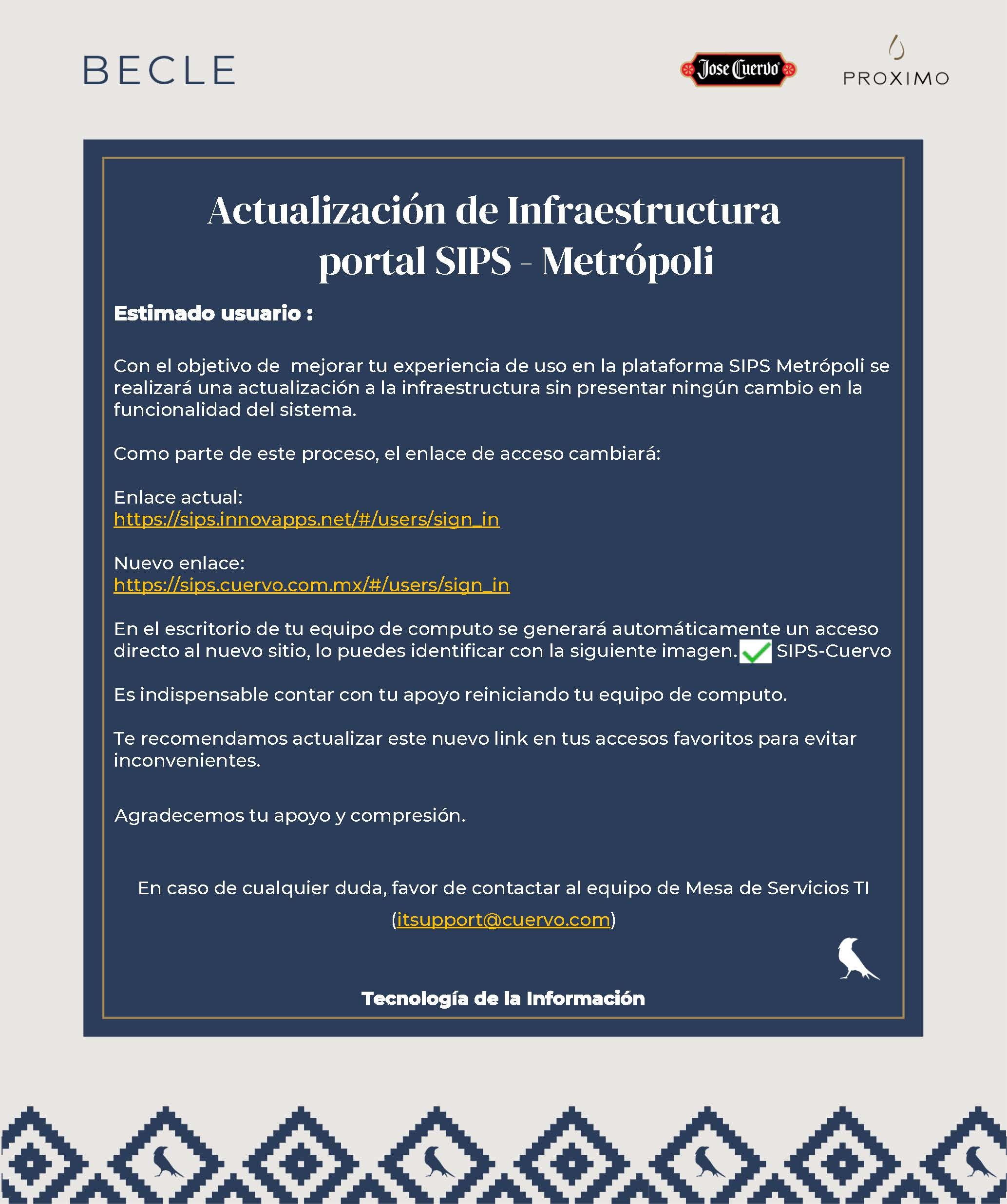 Actualización de Infraestructura portal SIPS - Metrópoli